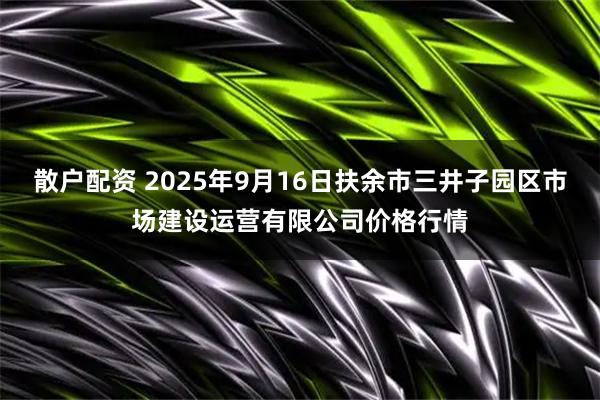 散户配资 2025年9月16日扶余市三井子园区市场建设运营有限公司价格行情