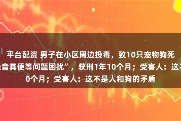 平台配资 男子在小区周边投毒，致10只宠物狗死亡：称“长期受噪音粪便等问题困扰”，获刑1年10个月；受害人：这不是人和狗的矛盾